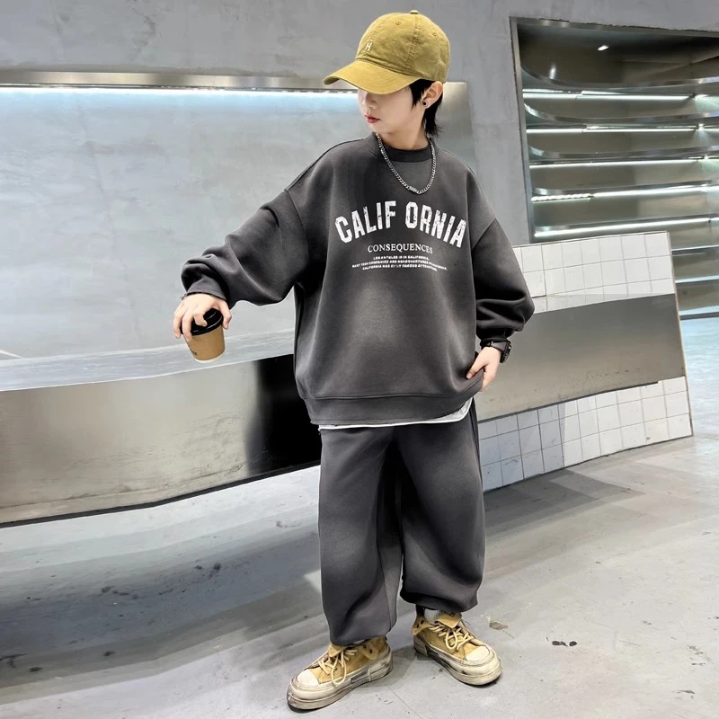 男童春装套装2025新款春季中大儿童春秋款卫衣运动服帅气两件套潮