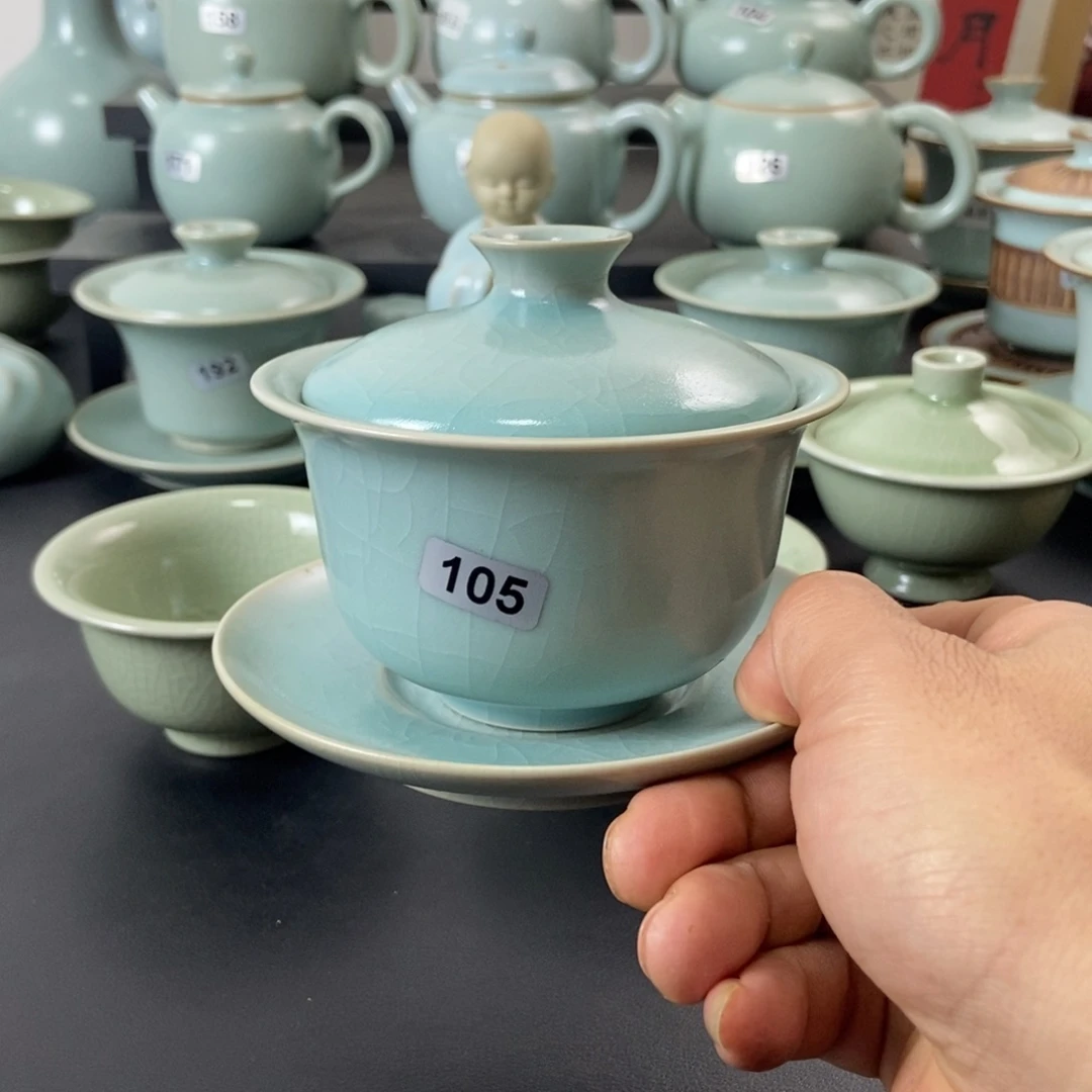 大***琪瑕品仿古釉手工盖碗