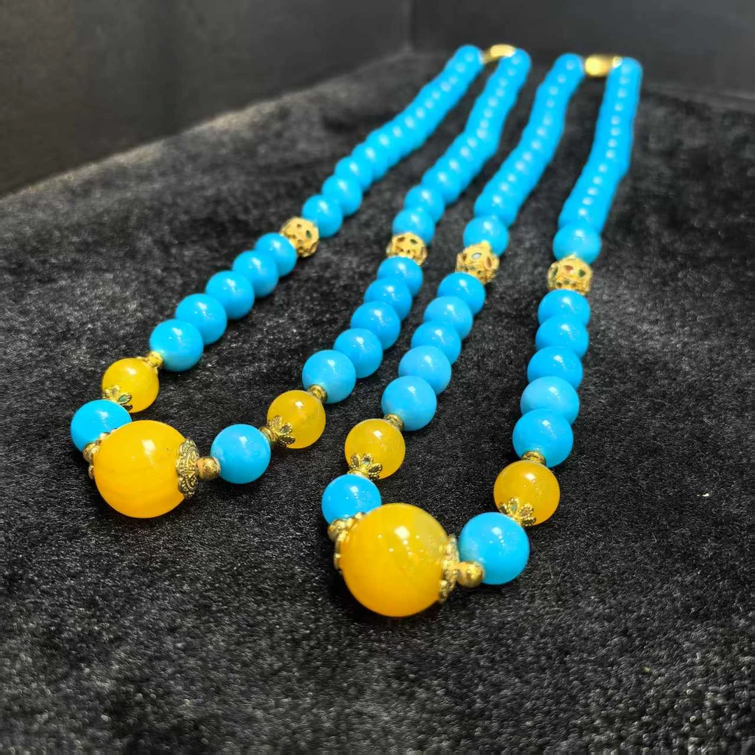 S7845【东齐珠宝】宇宙星辰天空之石玛瑙蓝项链-多样性发货只发一件