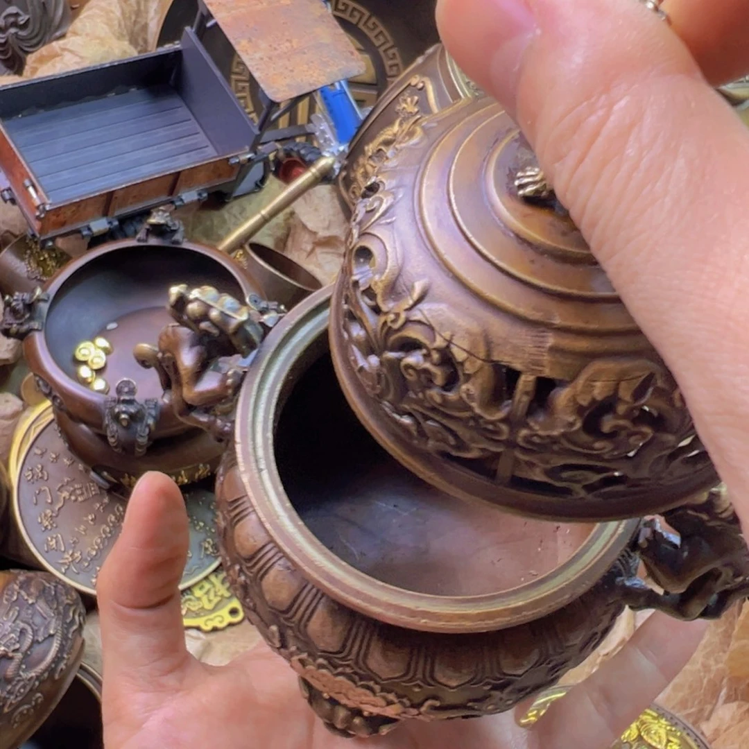 原矿风磨铜宣字熏香炉