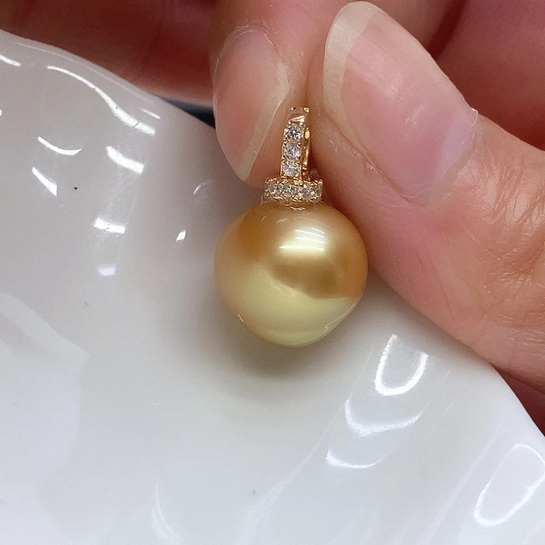 银S925镶嵌海水珍珠吊坠(不含链)