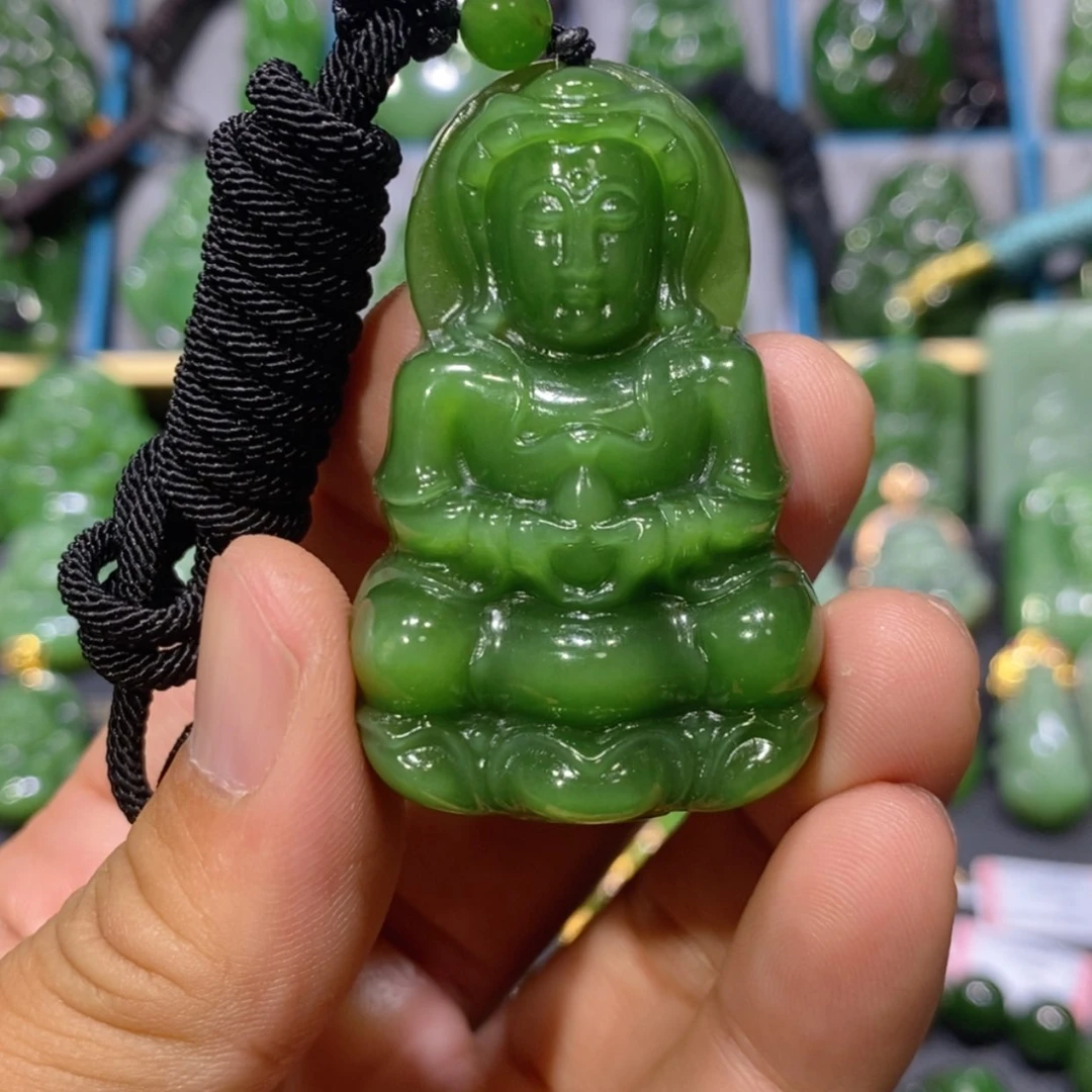 【闪购商品】和田玉吊坠(不含链)未镶嵌辣阳绿观音 51/12