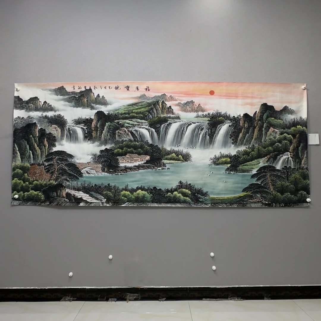 国画横幅八尺精品山水贾敏