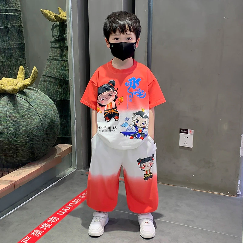 哪咤衣服男童夏装套装2025新款酷帅儿童短袖炸街中小童宝宝休闲装