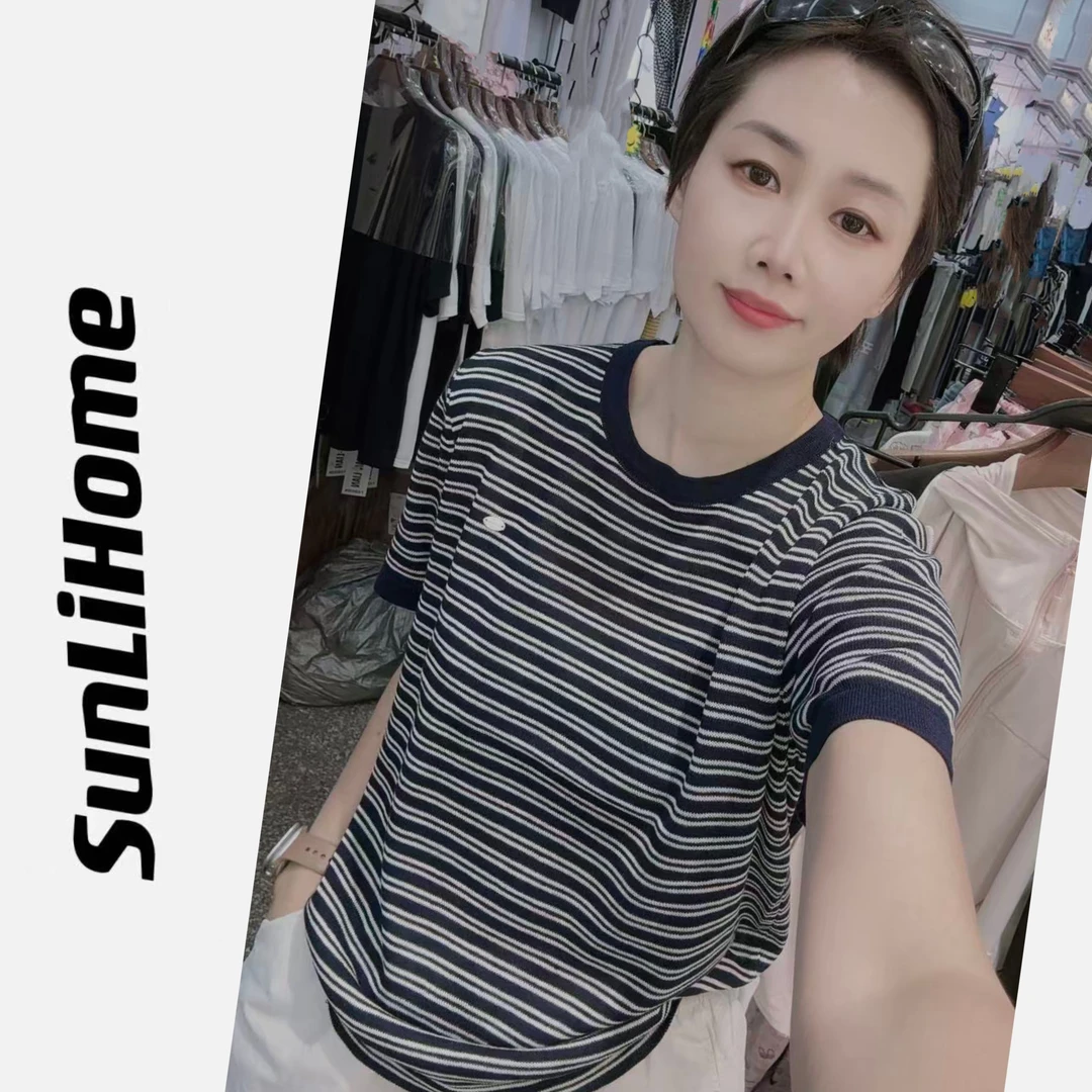 SL-【天丝亚麻】8919#高货条纹天丝亚麻圆领半袖（衣长～60）