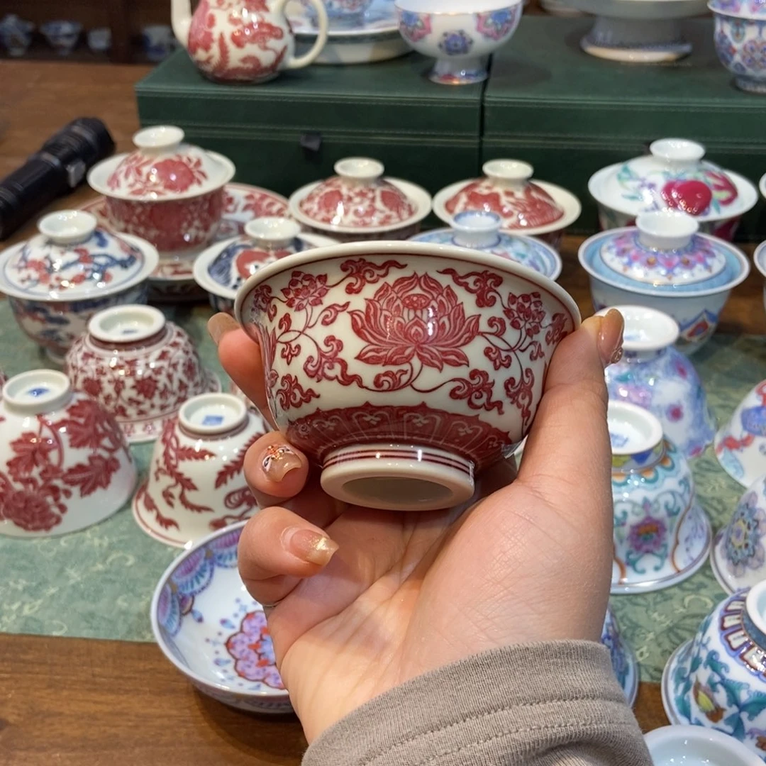 杯正绎堂全红金刚莲中号压手杯