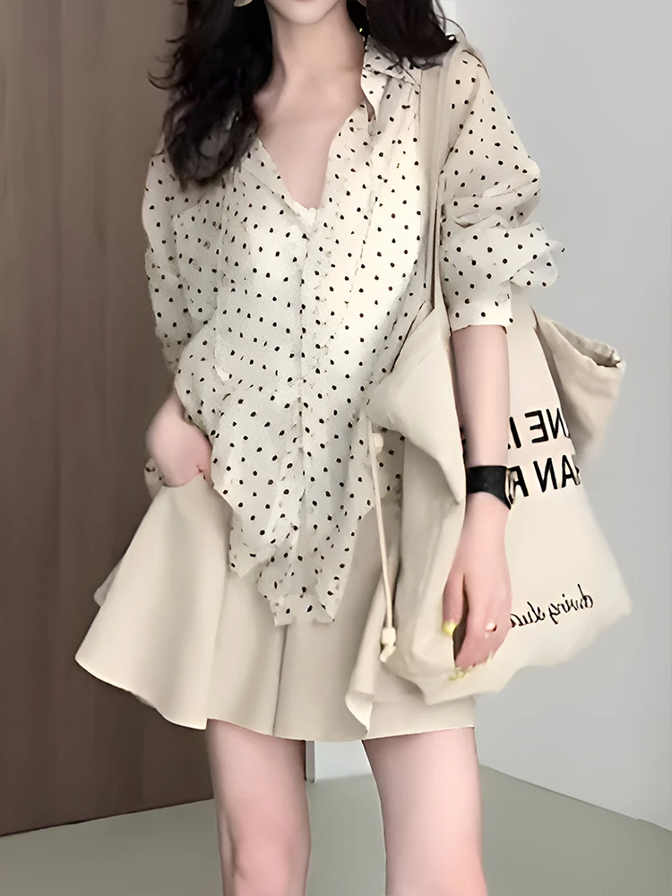 韩系高级时尚防晒波点衬衫女2025夏季新款设计感微透百搭宽松上衣