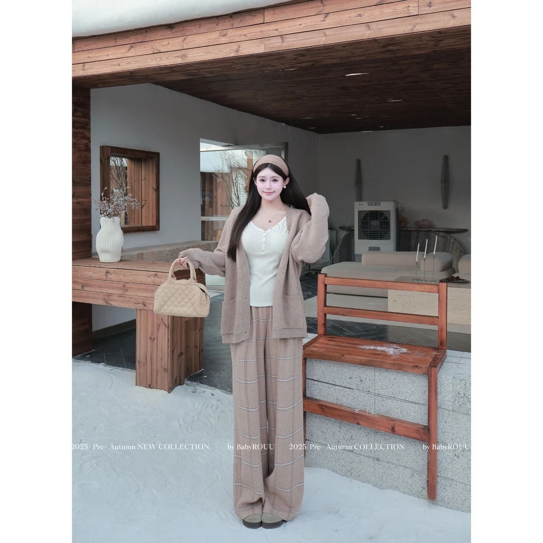 【现货】【卡其毛呢裤】温与柔秋冬毛呢敲暖和阔腿百搭的收腰休闲长裤