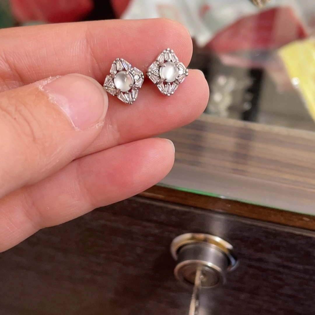 翡翠银S925镶嵌耳饰