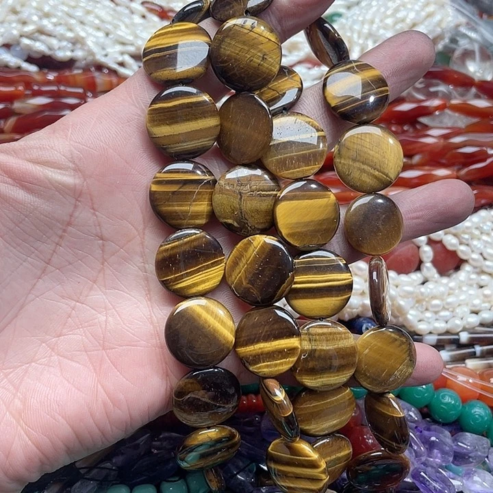 玛瑙/玉髓珠宝半成品未镶嵌一条2.0虎眼圆饼