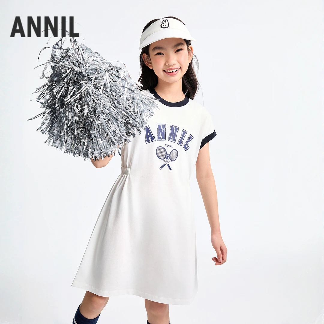 【100%纯棉连衣裙】女童时尚短袖连衣裙夏季新款安奈儿童装EG523056