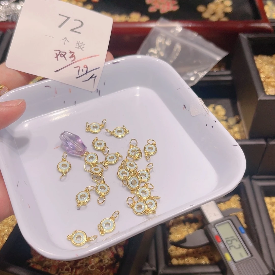 紫晶珠宝半成品银S925镀金镶嵌72