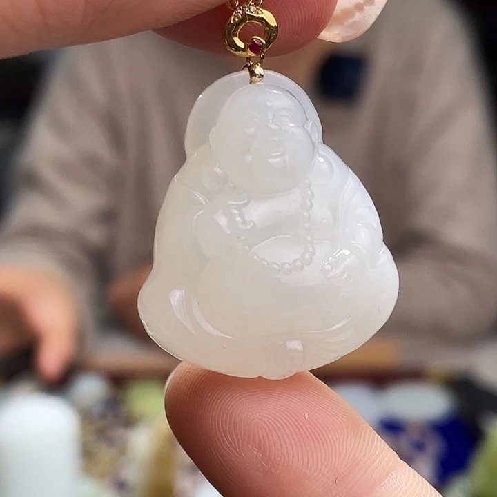 和田玉挂件18K金镶嵌定制发货