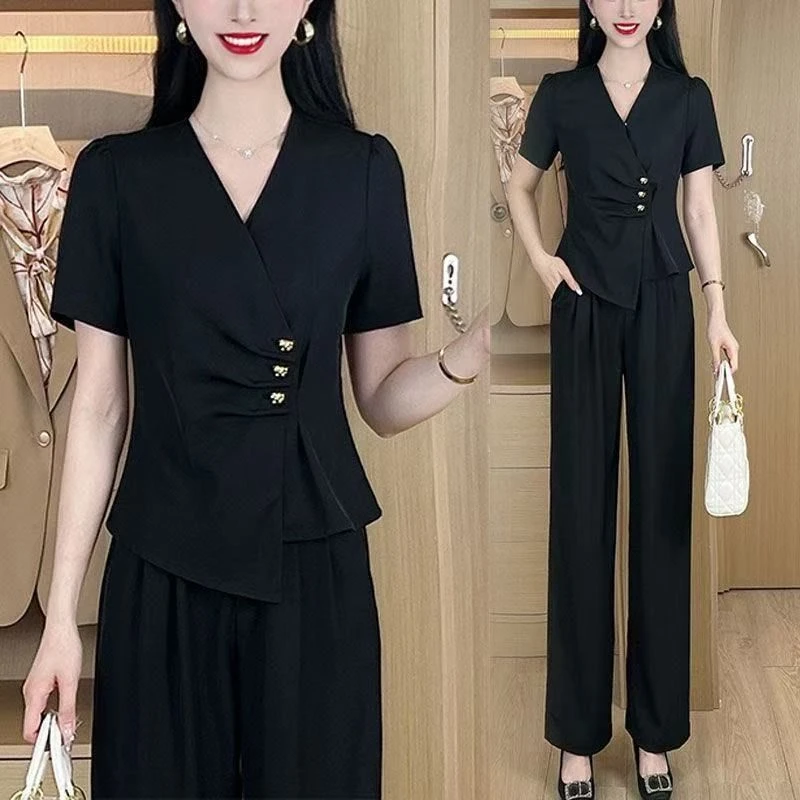 200斤大码女装休闲套装女胖mm中年妈妈小个子洋气显瘦减龄两件套