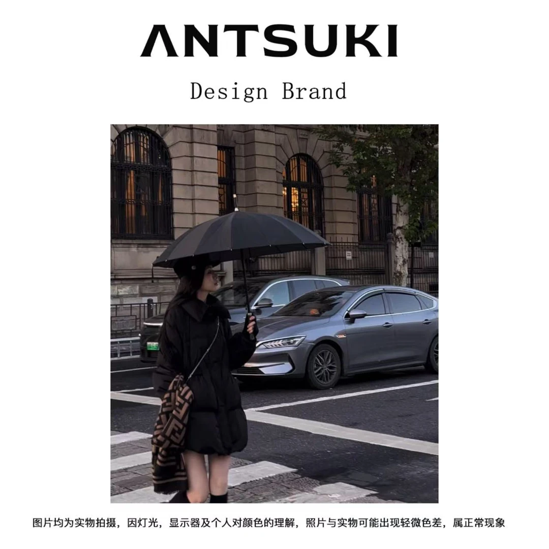 【嘉伯丽尔2.0】25年新款白鹅绒保暖时尚显瘦黑长羽绒服1648