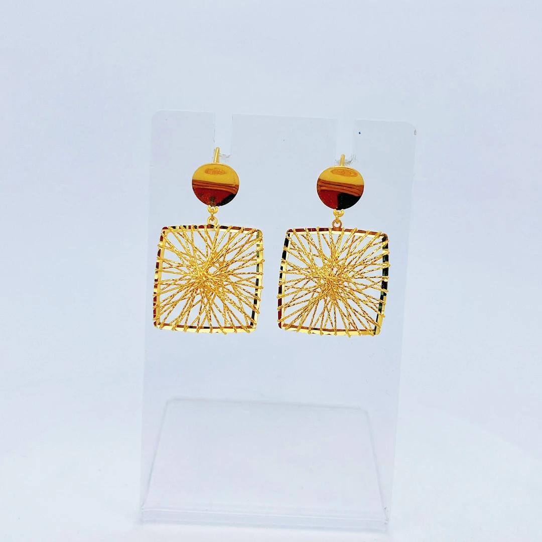 足金999黄金方糖耳钩6.68