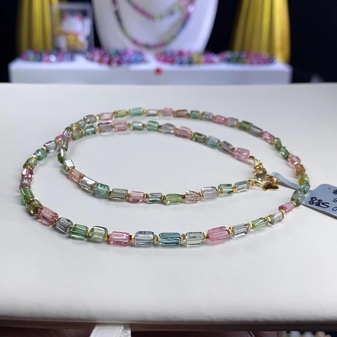 未镶嵌手链碧玺方糖锁骨链