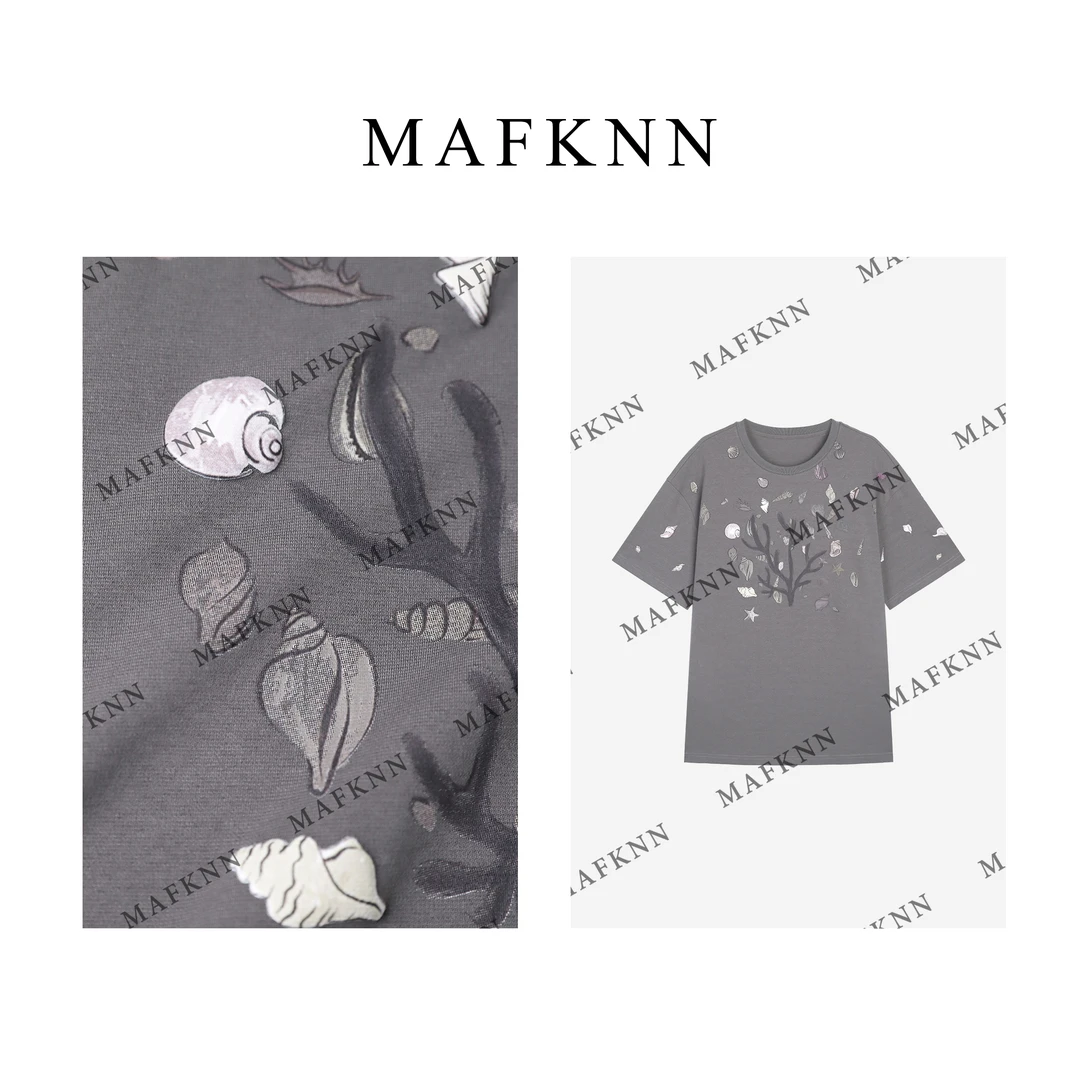 MAFKNN/玛肯时尚休闲简约纯色百搭圆领夏季大树T恤MK12360