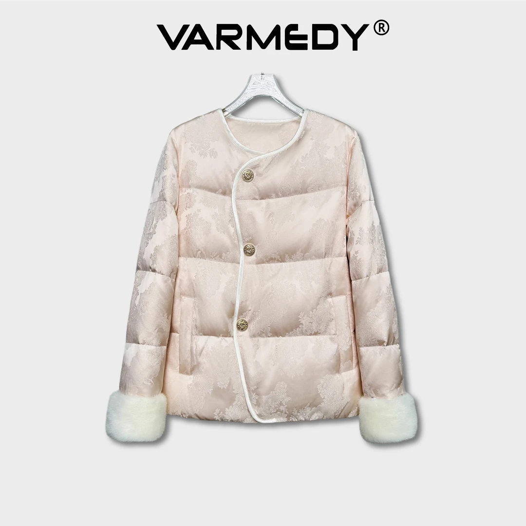 【似雪】2025新款羽绒服新中式水貂毛拼接高级感白鹅绒冬季外套女