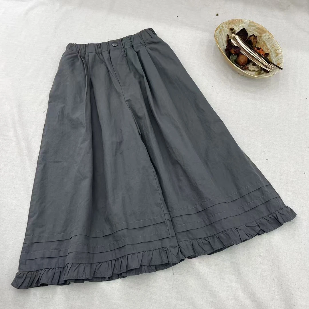 LUCK童装2025夏款儿童萌娃穿搭时尚脚口花边阔腿裤q28518 bt5867