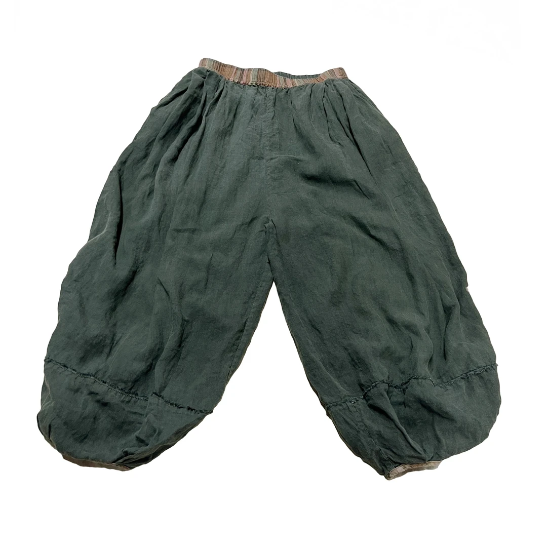 沉香布衣草堂 松紧腰休闲裤 原创收口灯笼裤 拼接 垒土*