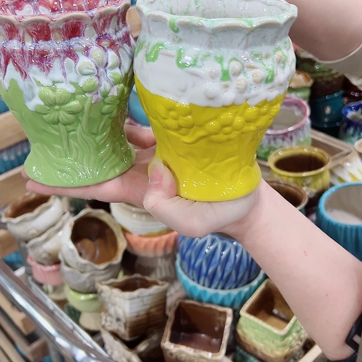 有孔，凑单福利满10元发货陶瓷多肉花盆！