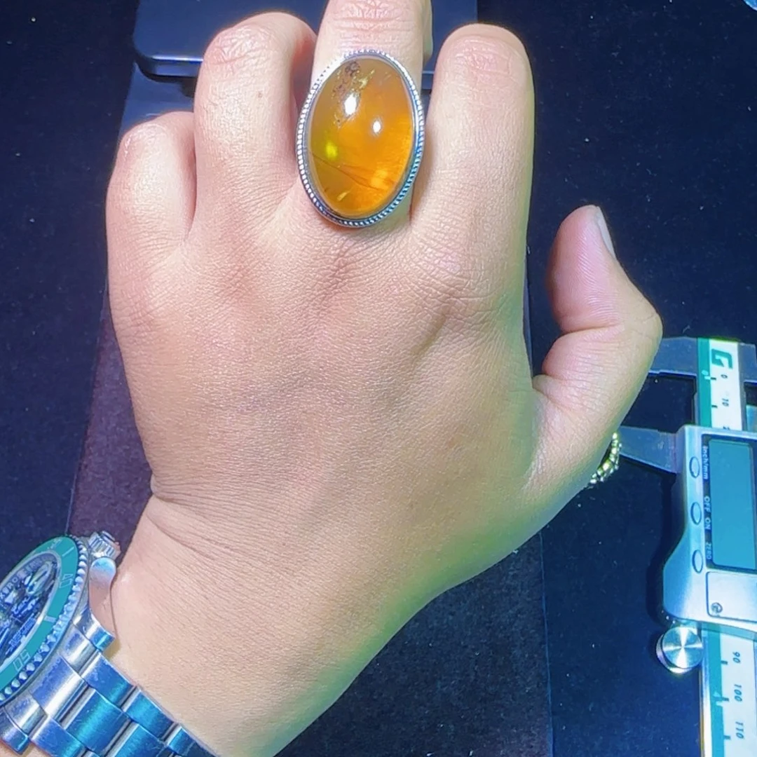 琥珀银S925镶嵌裸石琥珀