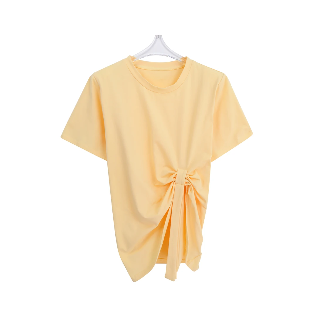 S 圆领设计感宽松T恤开叉百搭极简风短袖A11001