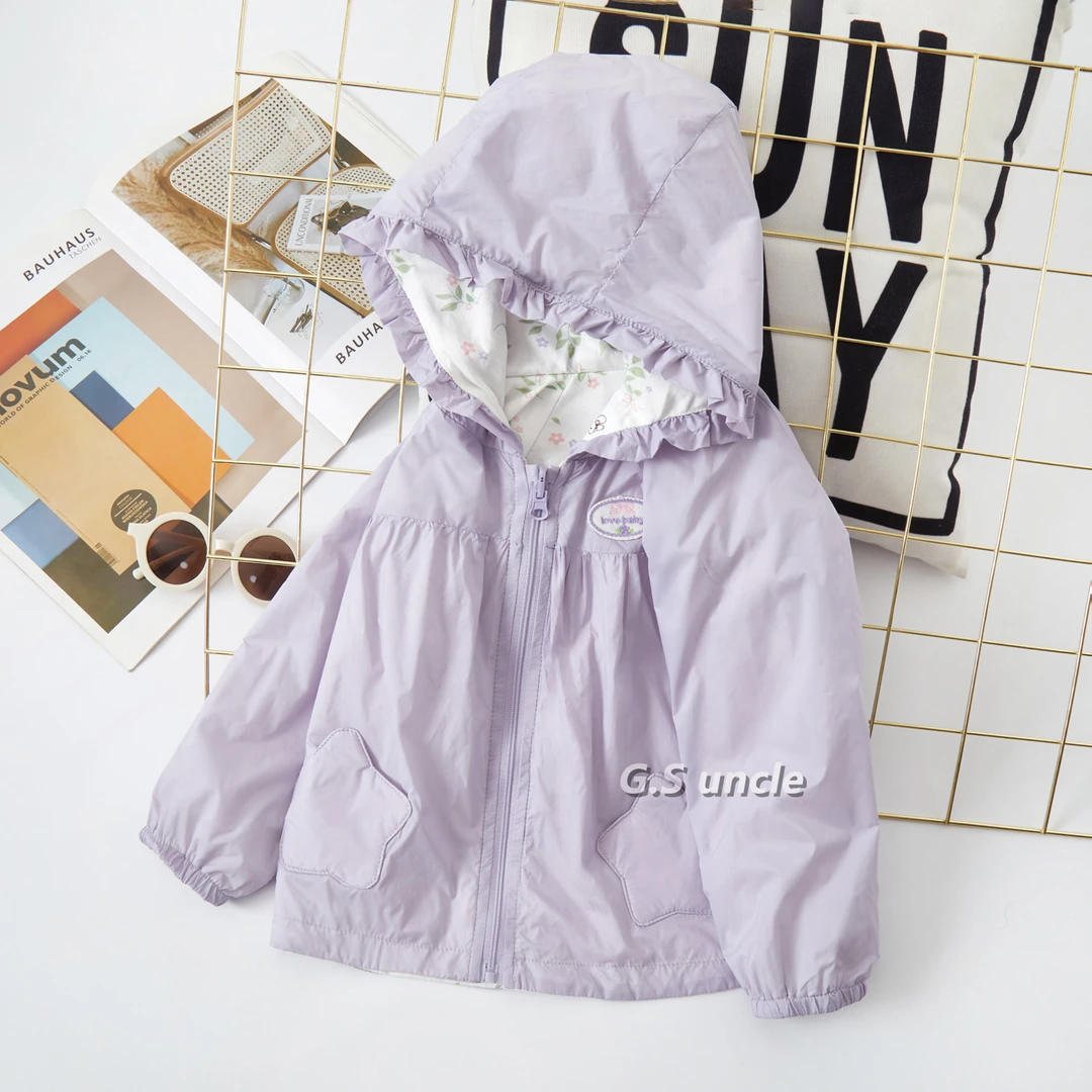 1【浪漫旋律】H25017女童春款两面穿宽松连帽外套韩版流行洋气可爱