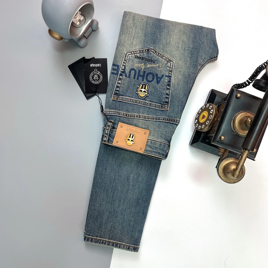 【8033】夏季新品男士轻奢弹力休闲水洗牛仔百搭修身小直筒长裤