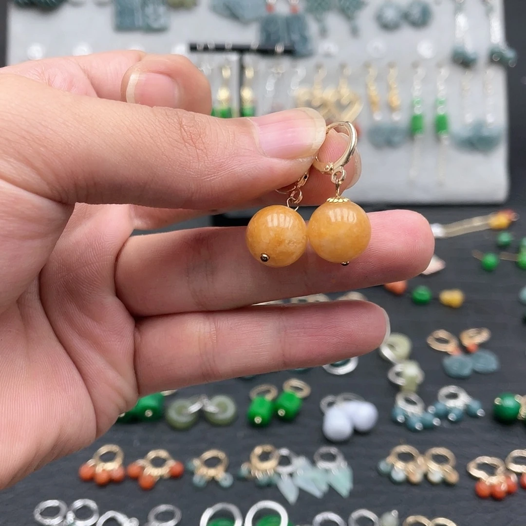 银S925镶嵌翡翠耳饰0081