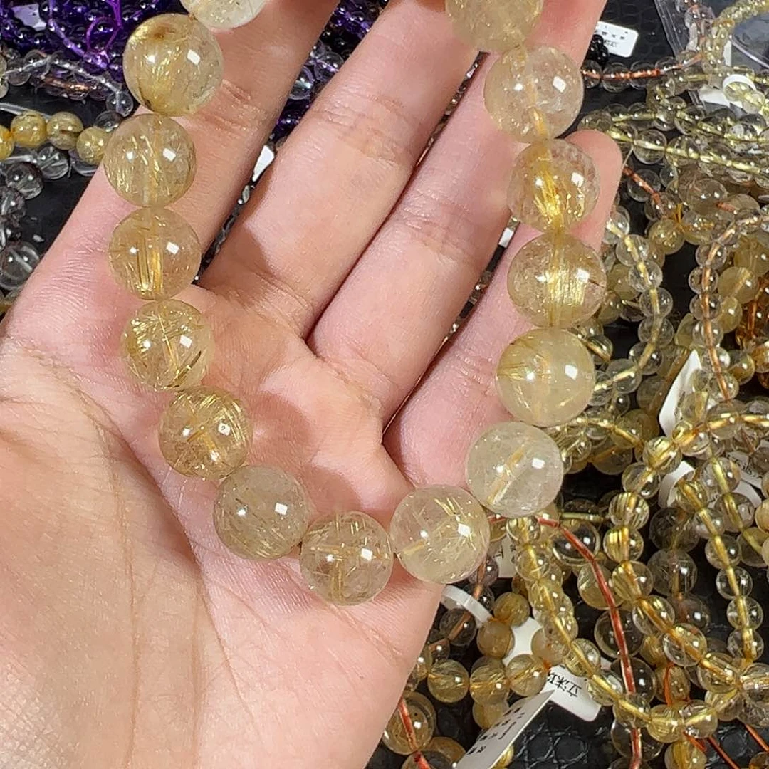 水晶手链未镶嵌天然金发晶