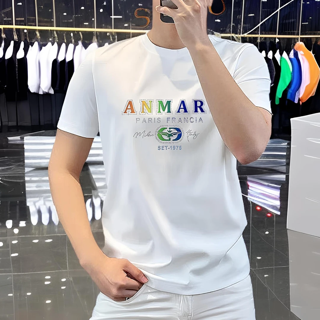 韩版时尚潮流痞帅高级感短袖T恤男士新款设计感ins半袖体恤打底衫