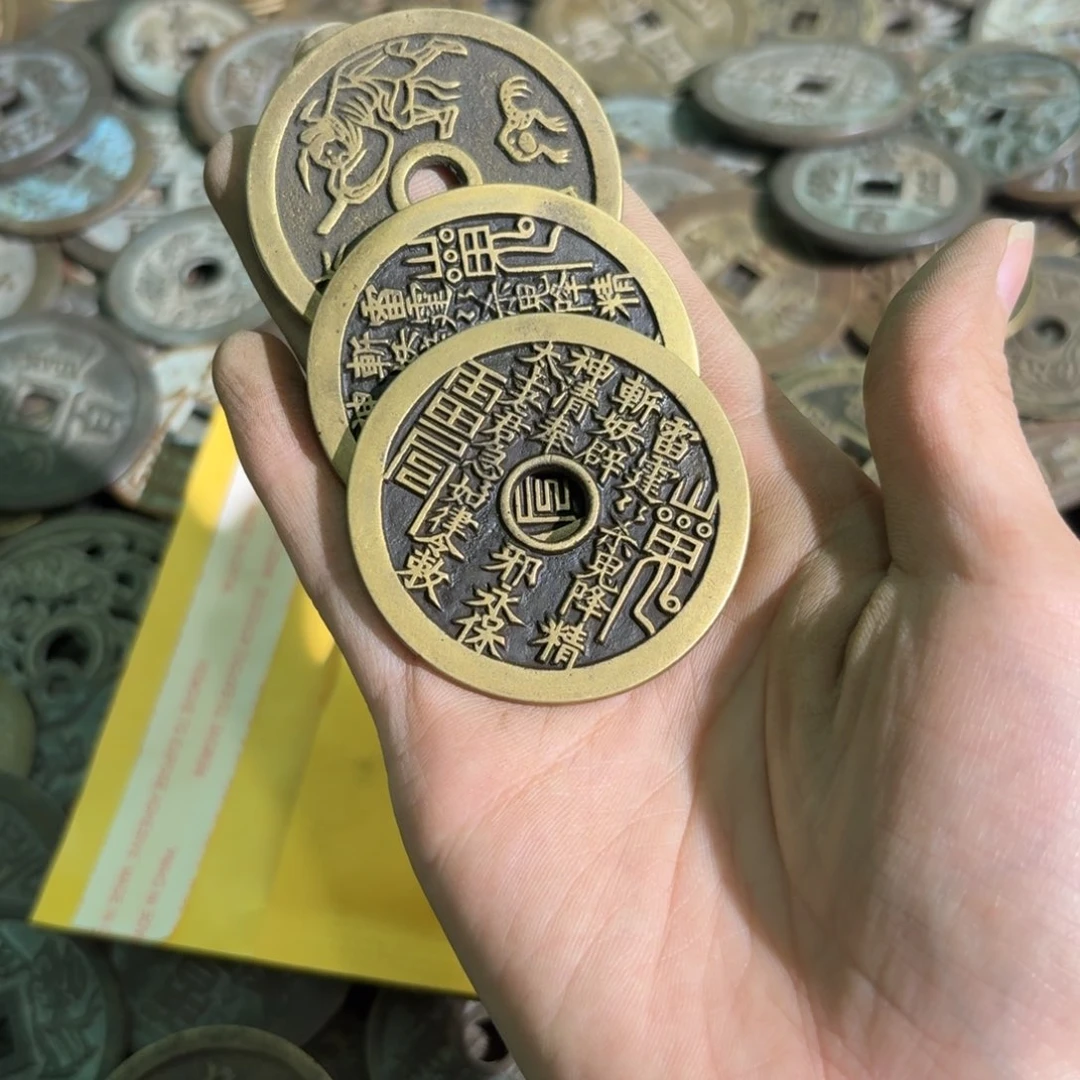 骏***场铜花钱手工翻砂铸造工艺品