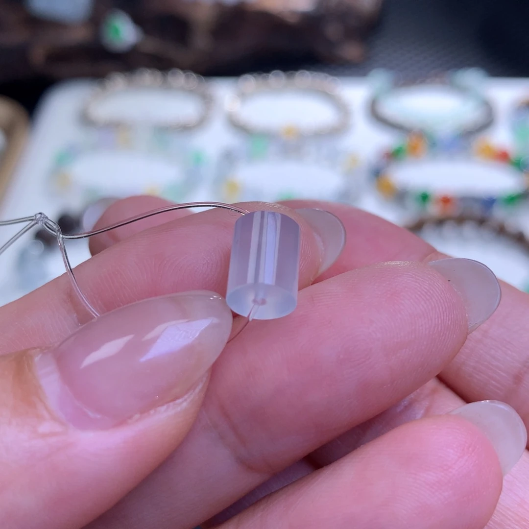 未镶嵌手链翡翠翡翠手串白月光高冰桶珠