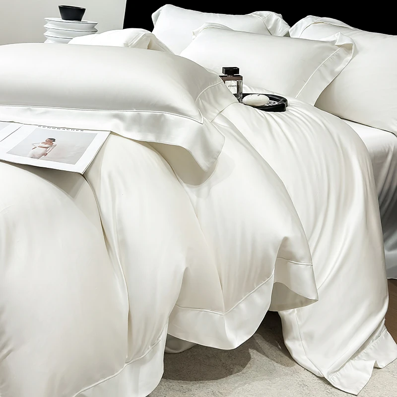 2025新款奥地利兰精天丝四件套简约纯色莱赛尔天丝床单被套四件套
