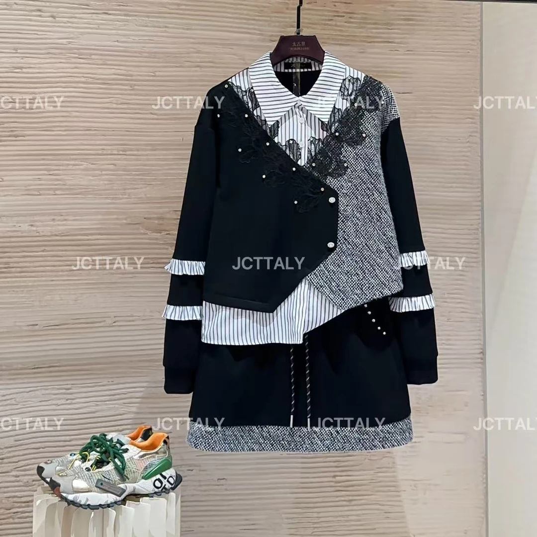 【宠粉价】（加绒）秋冬休闲气质极简时尚小香风假两件套装TZ-1018