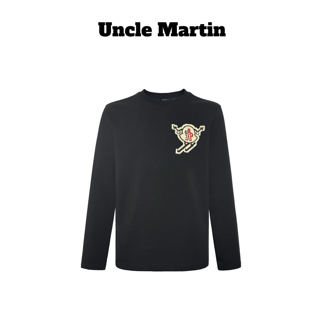 马丁叔叔『胸口设计』冬季圆领保暖刺绣长袖体恤打底 867