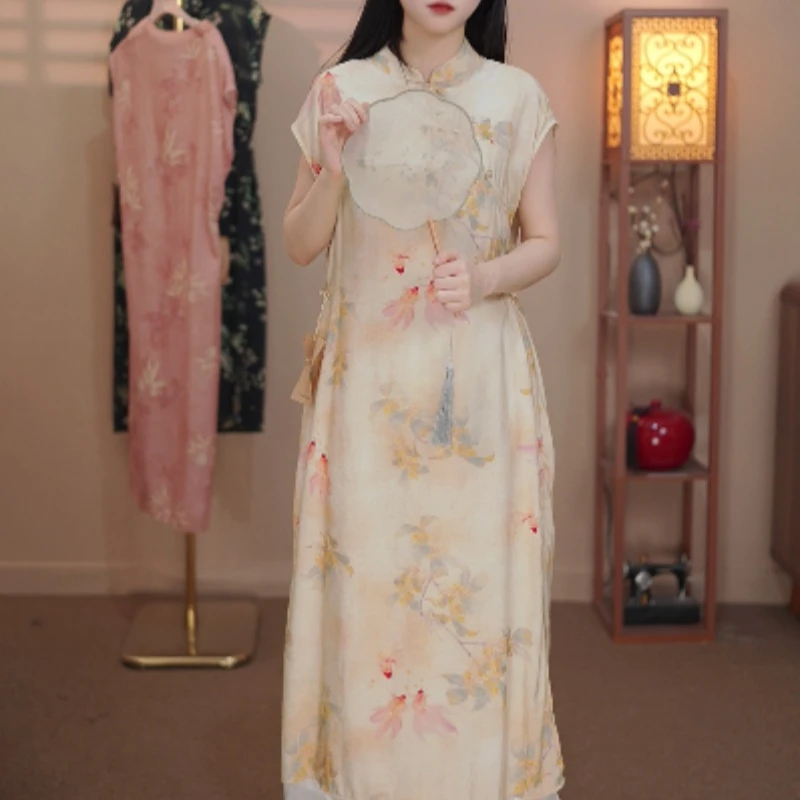 与喆原创【黄金鱼】月亮袖984款国风连衣裙新中式百搭气质显瘦