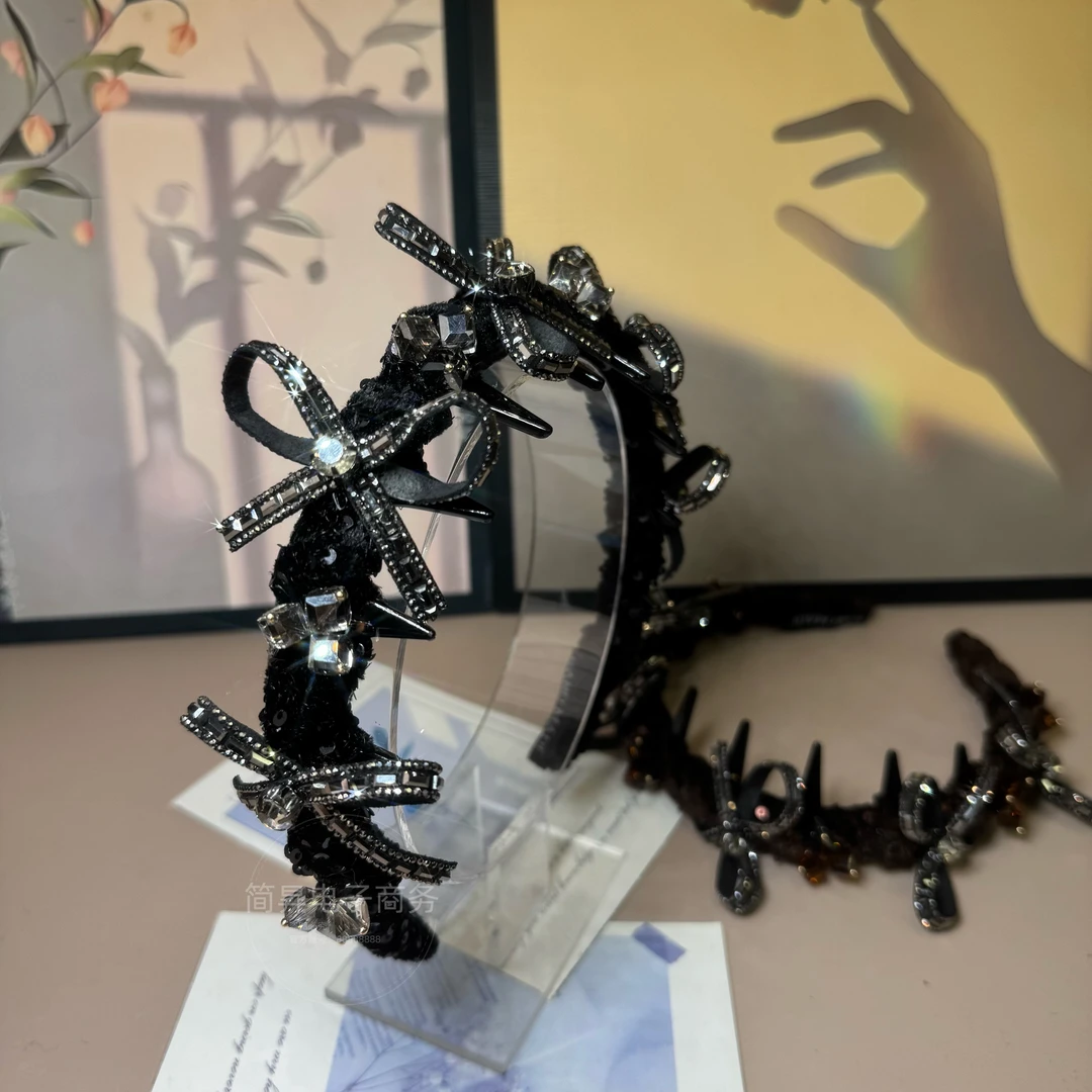 韩版新款镶钻蝴蝶结倒齿减龄百搭气质高颅顶发箍T0978