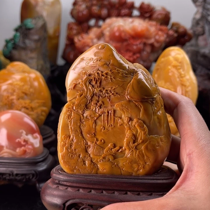 皱***纹昌化石富春山居图