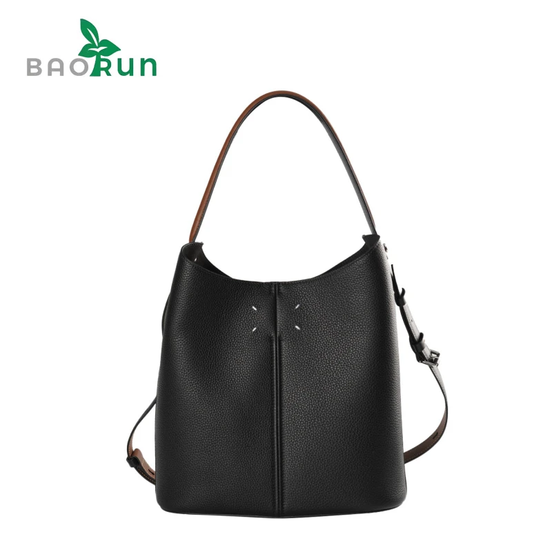 【M-hobo】25年新款黑色水桶包女士真皮单肩包