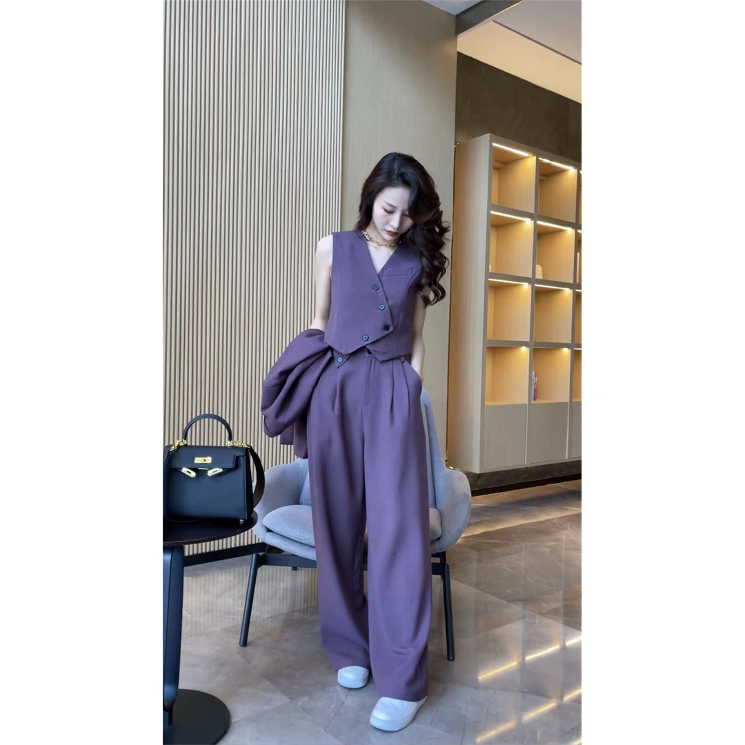 新款显瘦韩版時尚洋氣西装套装三件套-1407