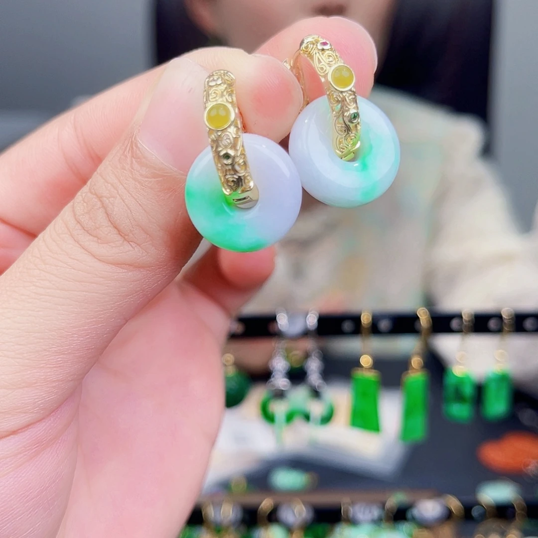 翡翠未镶嵌耳饰饰品