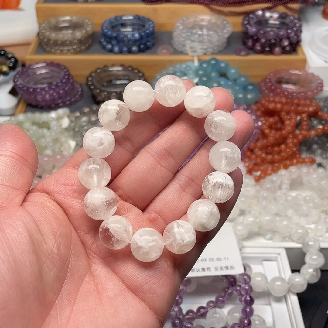 烟晶手链银S925镶嵌海*呀白雪花幽灵15