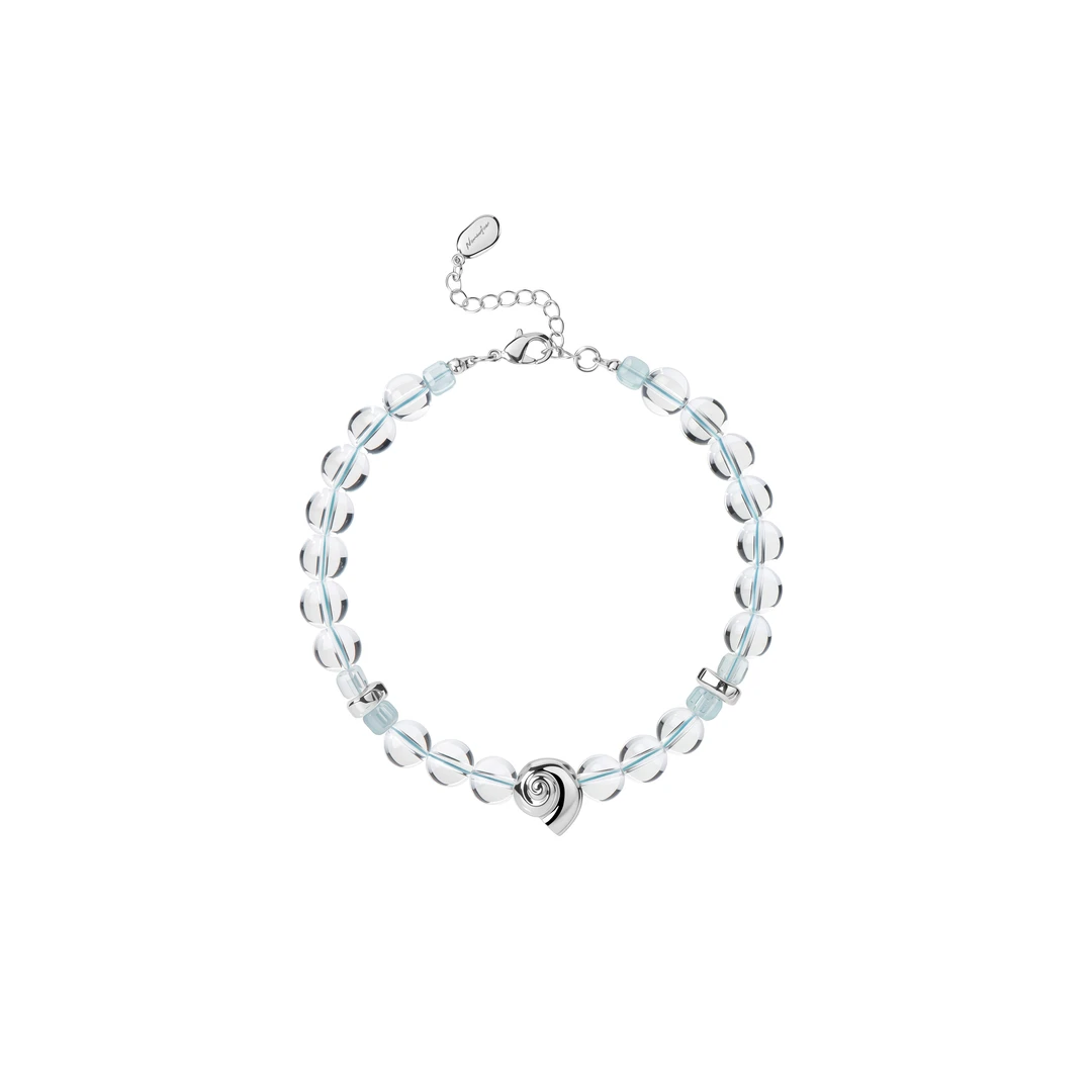 纯铜手链  海洋系列渊贝集月光螺海蓝串珠手链