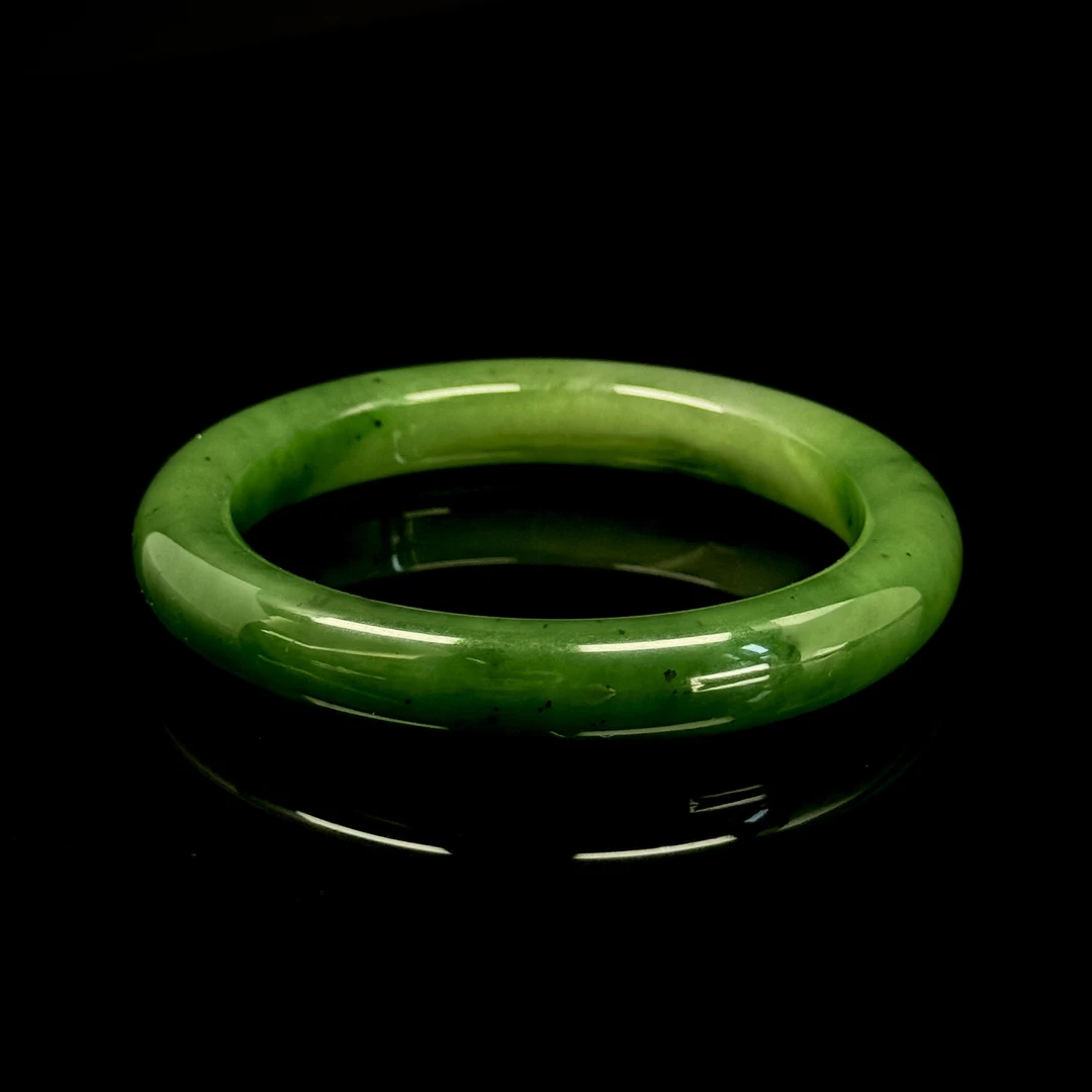 珍藏级 和田玉 俄料 碧玉 正圈手镯 59mm Y385