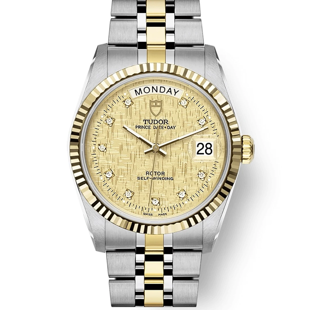 99新 TUDOR/帝舵 /王子系列/星期日历/黄盘内钻/男士机械腕表