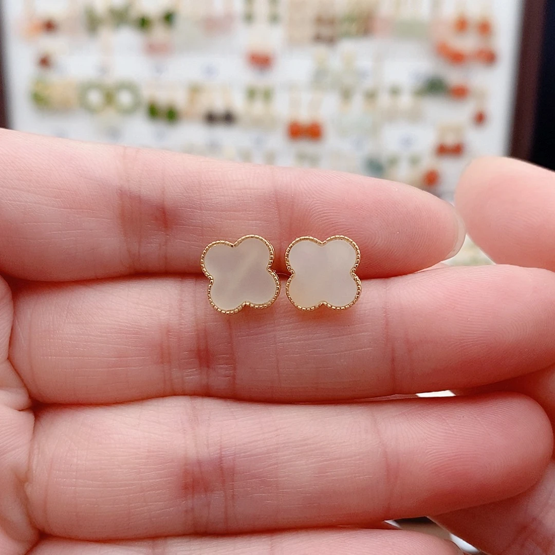 和田玉银S925镶嵌耳饰