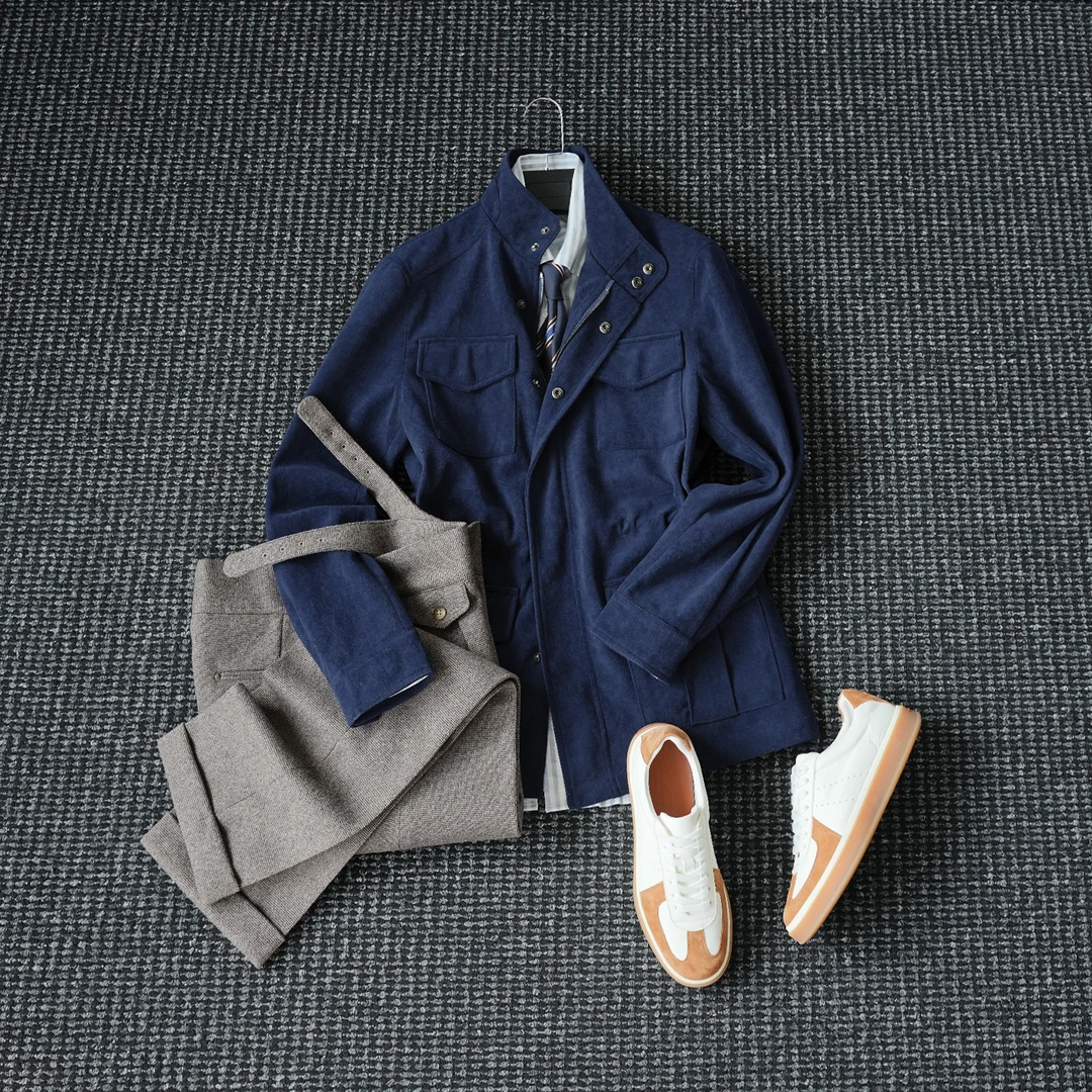 CssuGent那不勒斯冬季厚款复古收腰猎装夹克男绅士老钱英式工装